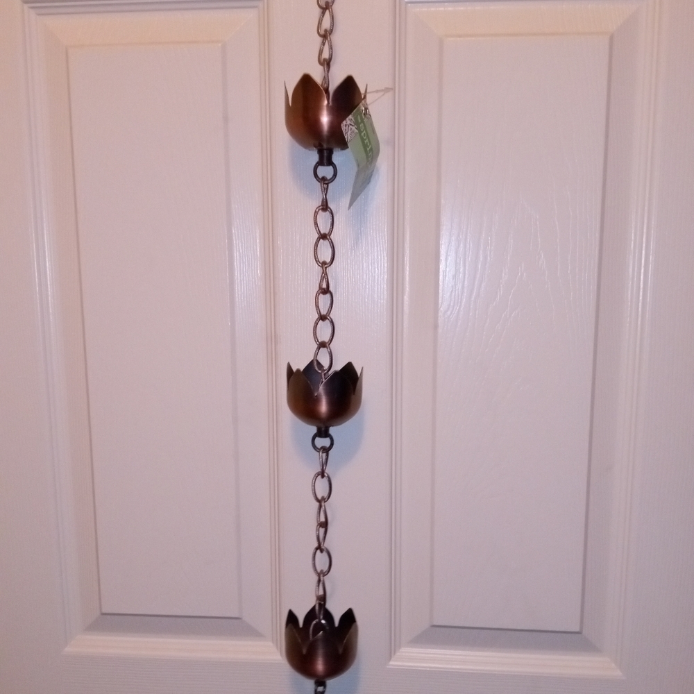 Lotus Flower Rain Chain Copper Yard Garden Decor l